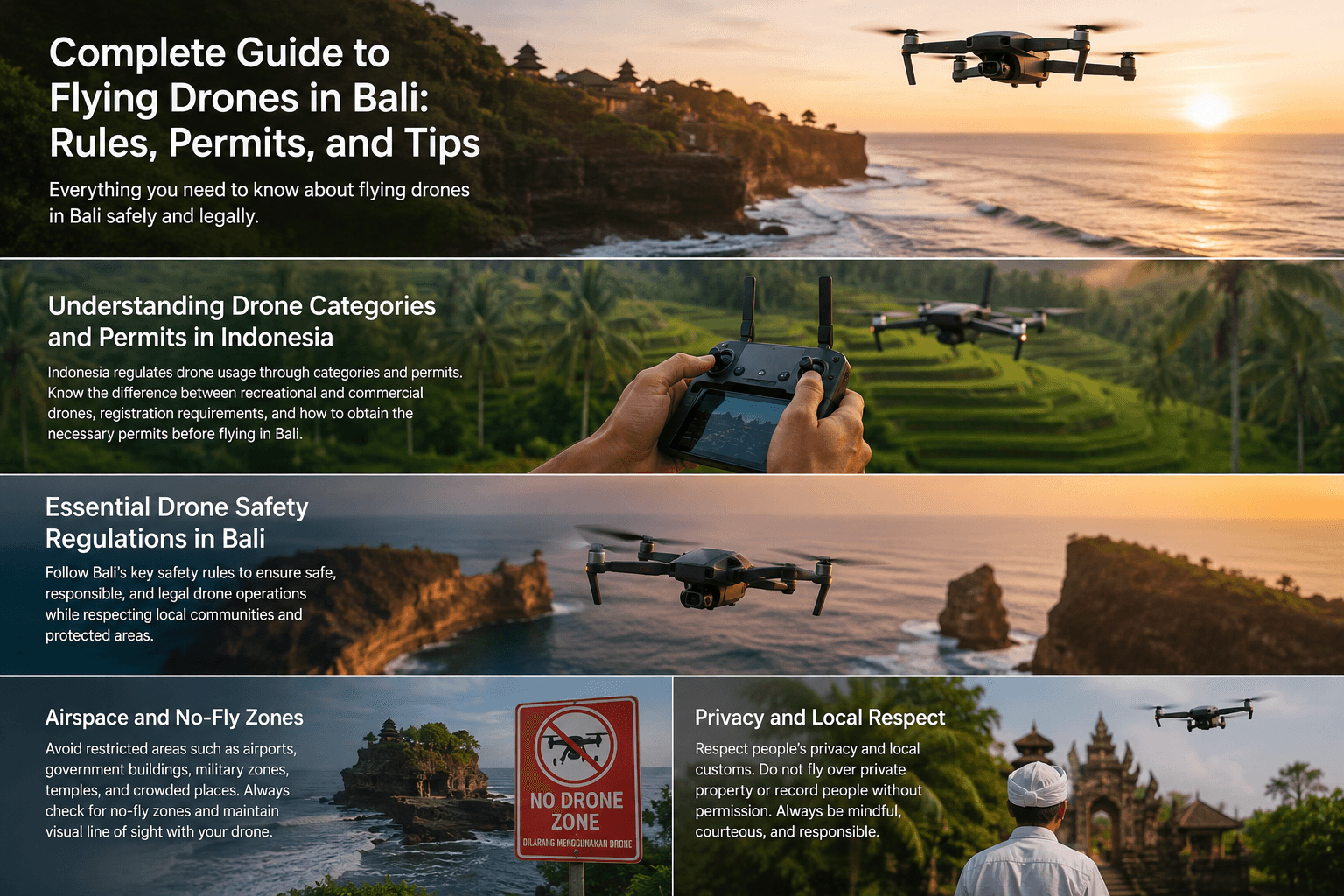 Illustration of different drone categories and permit requirements in Indonesia.